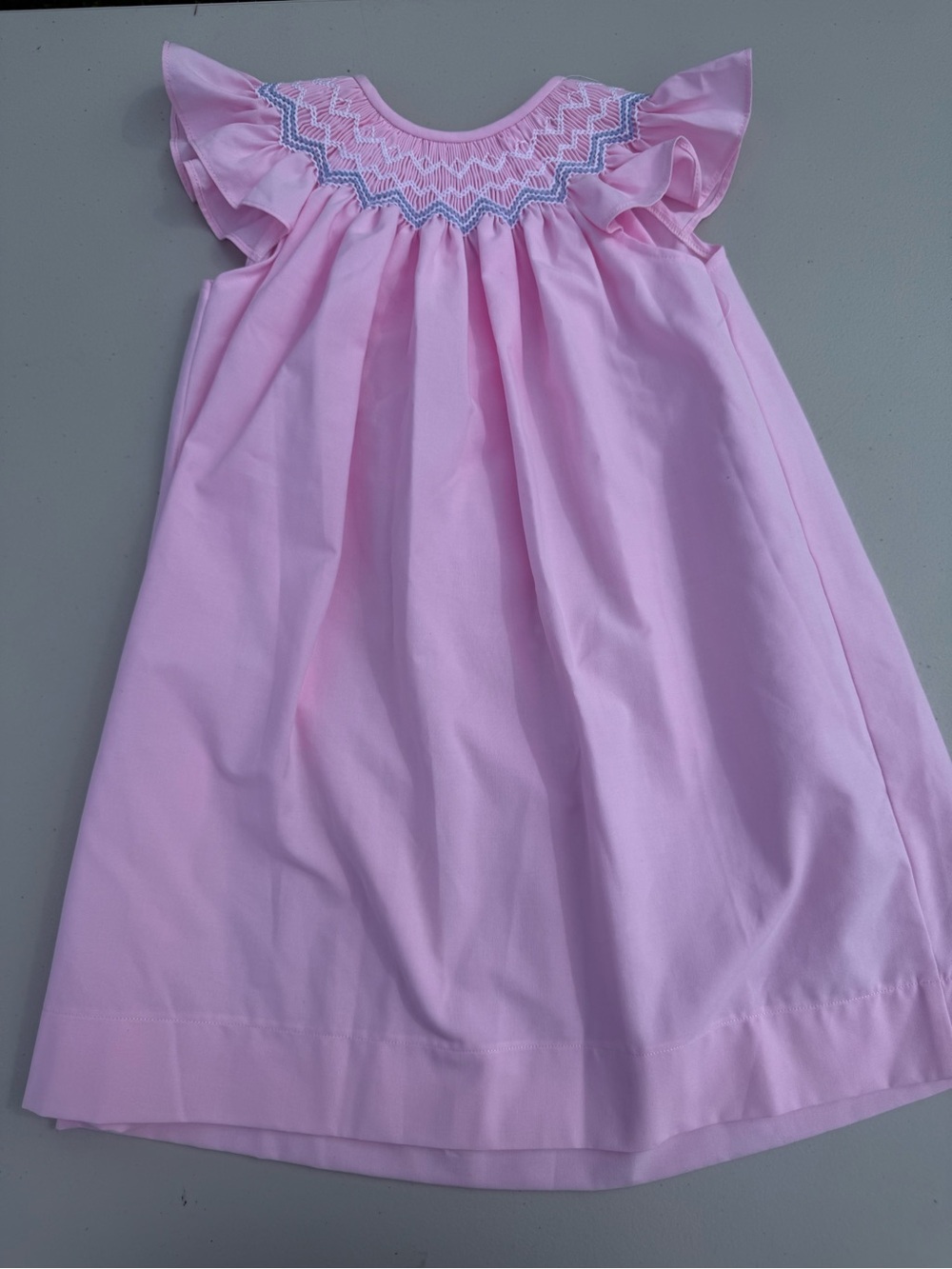 Pink Smocked Flutter Sleeve Dress -